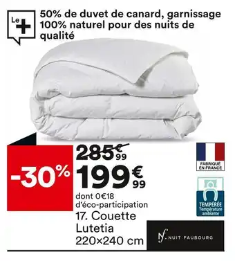 BUT Nuit faubourg couette lutetia 220x240 cm offre
