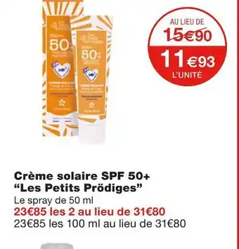 Monoprix Les petits prödiges crème solaire spf 50+ offre