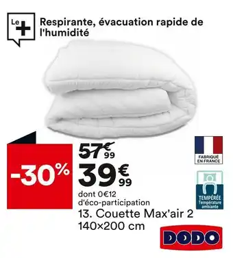 BUT Dodo couette max'air 2 140x200 cm. offre