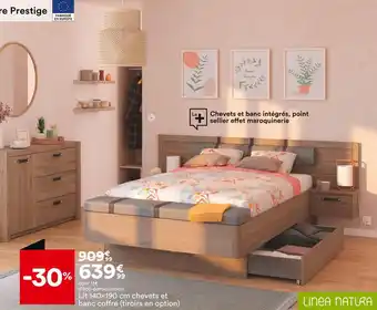 BUT Lit 140x190 cm chevets et banc coffre (tiroirs en option). offre