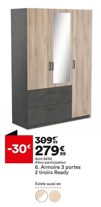BUT Armoire 3 portes 2 tiroirs ready offre