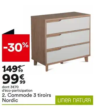 BUT Linea natura commode 3 tiroirs nordic offre