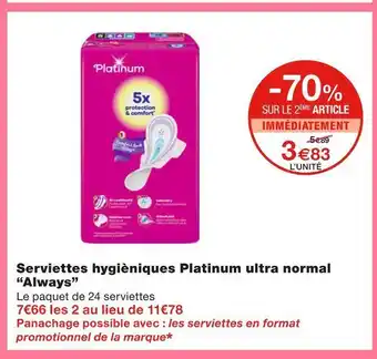 Always serviettes hygièniques platinum ultra normal