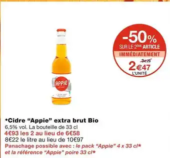 Monoprix Appie cidre extra brut bio offre
