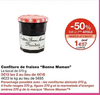 Monoprix Bonne maman confiture de fraises offre