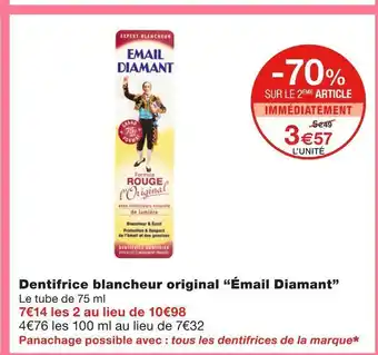 Monoprix Émail diamant dentifrice blancheur original offre