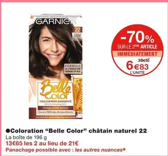 Monoprix Belle color coloration châtain naturel 22 offre
