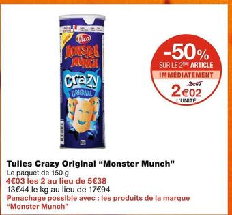 Monoprix Monster munch tuiles crazy original offre