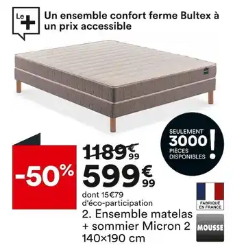 BUT Ensemble matelas + sommier micron 2 140x190 cm offre