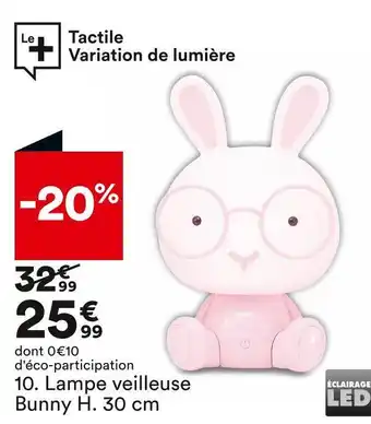 Lampe veilleuse bunny h. 30 cm