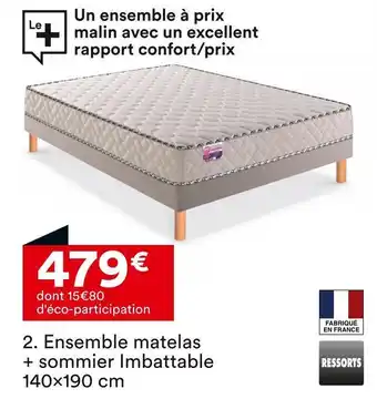 BUT Ressorts ensemble matelas + sommier imbattable 140x190 cm offre
