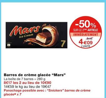 Monoprix Mars barres de crème glacée offre