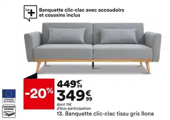 BUT Banquette clic-clac tissu gris ilona offre