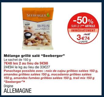 Monoprix Seeberger mélange grillé salé offre