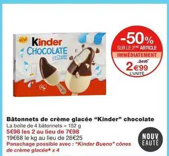 Monoprix Kinder bâtonnets de crème glacée chocolate offre