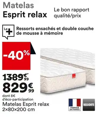 BUT Matelas esprit relax 2x80x200 cm offre