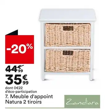 BUT Zandiara meuble d'appoint natura 2 tiroirs offre