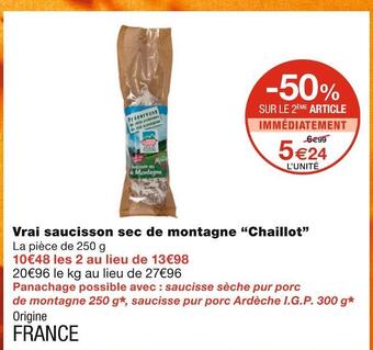Monoprix Chaillot vrai saucisson sec de montagne offre
