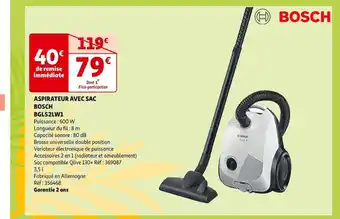 Auchan Bosch aspirateur avec sac bosch bgls2lw1 offre