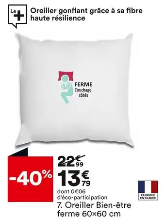 BUT Dreaméa oreiller bien-être ferme 60x60 cm offre