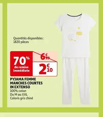 Auchan In extenso pyjama femme manches courtes offre
