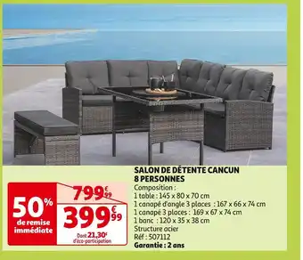 Auchan Salon de détente cancun 8 personnes offre