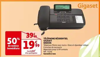Auchan Gigaset téléphone résidentiel da810a offre