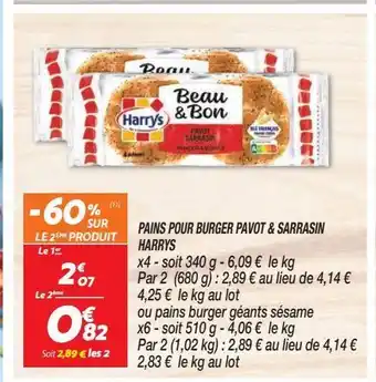 Netto Pains pour burger pavot & sarrasin harrys offre