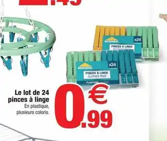 Bazarland Le lot de 24 pinces à linge offre