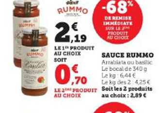 Super U SAUCE RUMMO offre