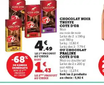 Super U CHOCOLAT NOIR TRUFFE COTE D'OR Noit offre
