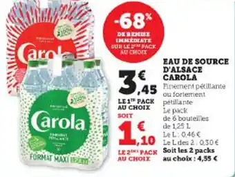 Super U EAU DE SOURCE D'ALSACE CAROLA offre