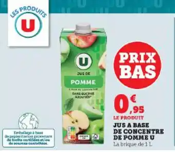 Super U JUS A BASE DE CONCENTRE DE POMME U offre