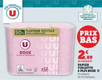 Super U PAPIER TOILETTE 2 PLIS ROSE U offre