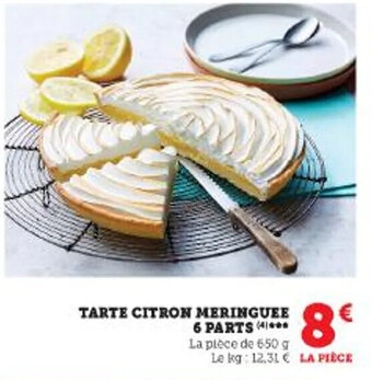 Super U TARTE CITRON MERINGUEE 6 PARTS*** offre
