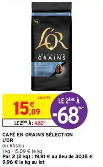 Intermarché CAFÉ EN GRAINS SÉLECTION L'OR offre