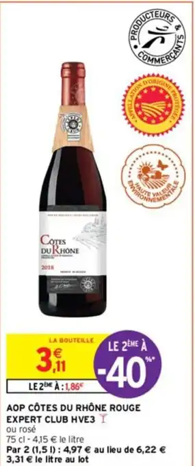 Intermarché AOP CÔTES DE PROVENCE ROSÉ CHÂTEAU DU CLOS I Médaille d'OR Gilbert et Gaillard 75 cl -5,32 € le litre offre