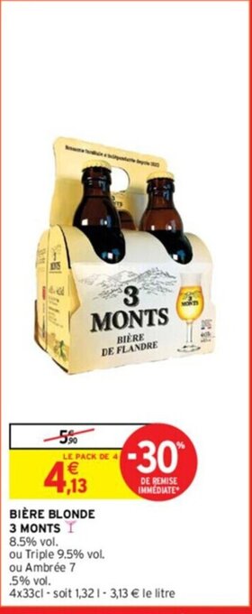 Intermarché BIÈRE BLONDE 3 MONTS offre