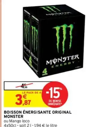Intermarché BOISSON ÉNERGISANTE ORIGINAL MONSTER offre