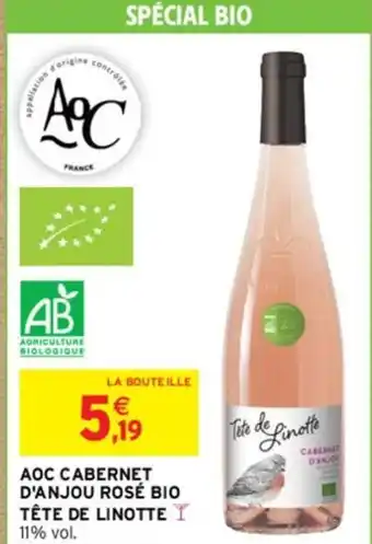 Intermarché AOC CABERNET D'ANJOU ROSÉ BIO TÊTE DE LINOTTE I 11% vol. offre