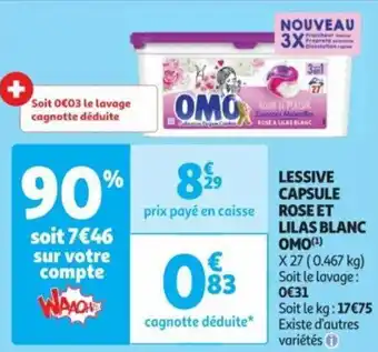 Auchan LESSIVE CAPSULE LILAS BLANC OMO (¹) offre