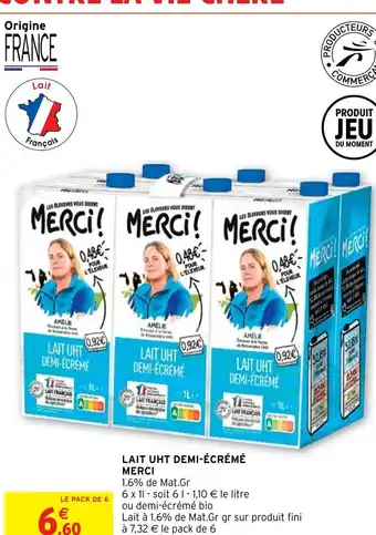 LAIT UHT DEMI-ÉCRÉMÉ MERCI