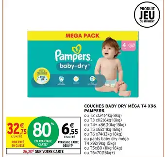 Intermarché Express COUCHES BABY DRY MÉGA T4 X96 PAMPERS offre