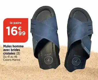 Mules homme avec brides croisées (28) Du 41 au 46 Coloris Marine