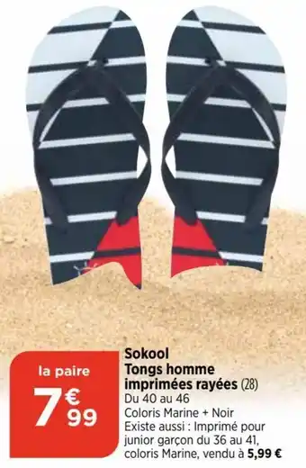 Bi1 Sokool Tongs homme imprimées rayées (28) Du 40 au 46 offre