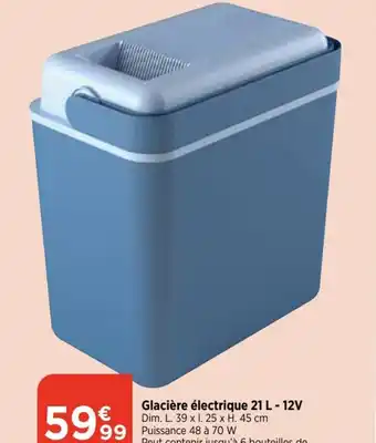 Bi1 Glacière électrique 21 L - 12V Dim. L. 39 x l. 25 x H. 45 cm offre