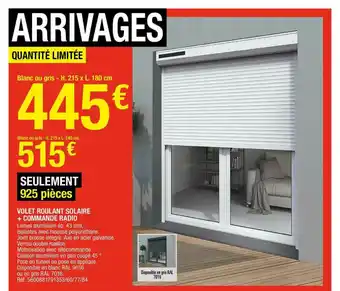 Brico Dépôt Volet Roulant Solaire + Commande Radio offre