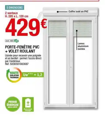 Brico Dépôt Porte-fenêtre Pvc + Volet Roulant offre