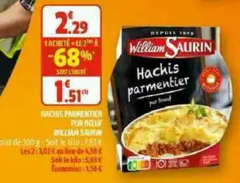 Coccimarket Hachis Parmentier Pur Bœuf William Saurin offre