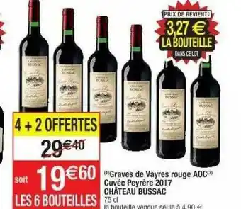Cora x Carrefour Graves De Vayres Rouge Aoc Cuvée Peyrère 2017 Château Bussac offre